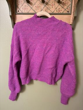 Molly Bracken Pink and Purple Heathered Turtleneck Sweater